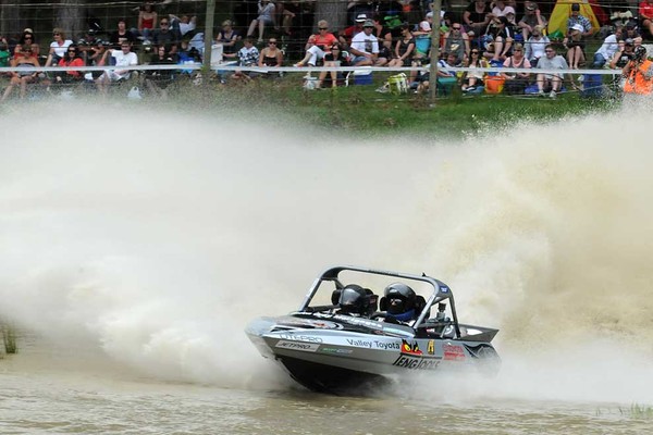 Scott Waterjet Group A team Bayden Gray and Tanya Iremonger of Auckland have an early lead in the 2010 Jetpro Jetsprint Championship that continues this weekend at Featherston's Oldfields Aquatrack