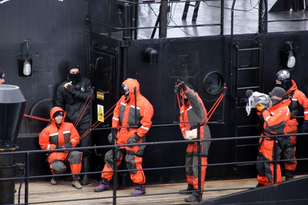 Photos of the Steve Irwin from Japan's Antarctic whale research (JARPA II) mother ship Nisshin Maru