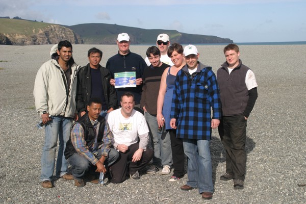 Weedbusters, from left to right, standing back row: Indika Desapriya, Rogelio Servitillo, Chris Foubister, Michael Bentley, Jono Hamilton, Sarah Ball, Steve Martin, Jared Luff Kneeling at front left to right: Negash Adem, Anton Trist