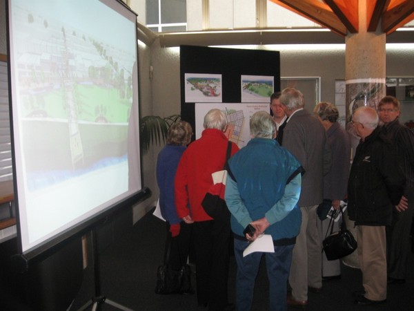 Council officers busy explaining to the public the proposed options for the future of the Taupo CBD