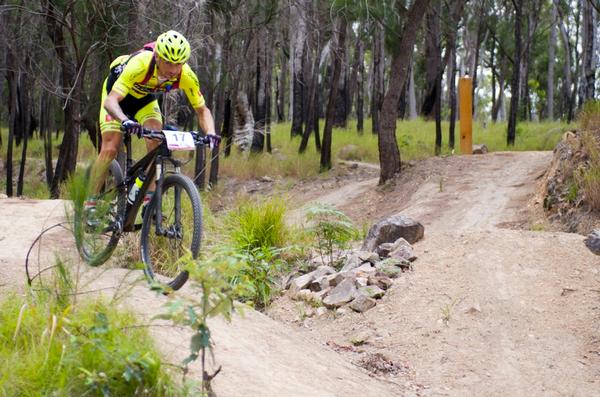 Jiri Krivanek's mountain bike skills get him a podium position at Irvinebank today. 