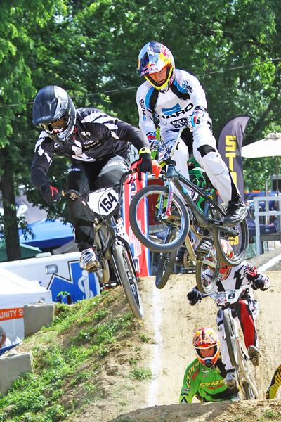 Kurt Pickard in action during the USA BMX Nationals series race at Pittsburgh today.