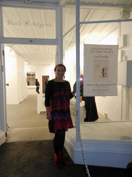 Nelson artist Lisa Chandler at the opening of her exhibition at Black Asterisk