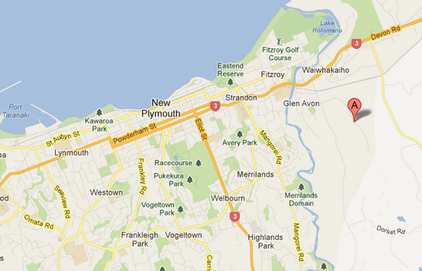 Location of chemical spill in New Plymouth 