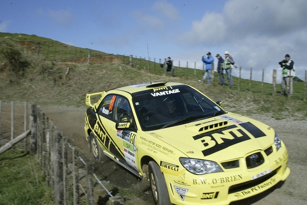 Richard Mason, with co-driving wife Sara, in action during Rally New Zealand in 2008. As a Rally New Zealand PWRC guest entrant, Mason has finished as high as third among the world's best production rally car drivers.