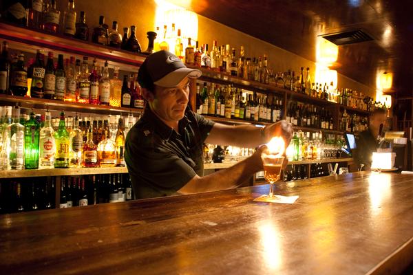 Pictured: Riki Carter creating one of his many innovative cocktails at Matterhorn