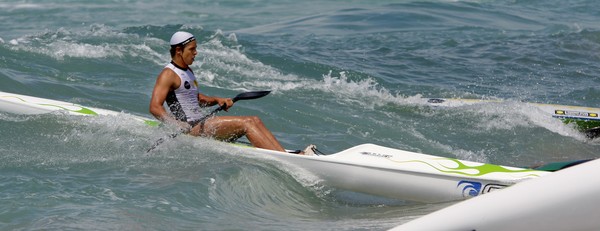 Daniel Moodie heads in off the ski in last year's Lion Foundation Surf League Ironman final.