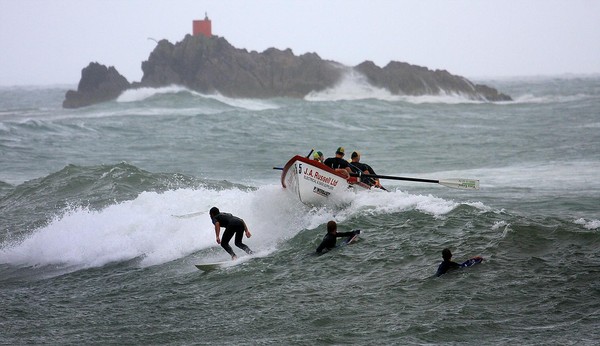 The surf boats battling on a storm-hit second day at last year's NRCs