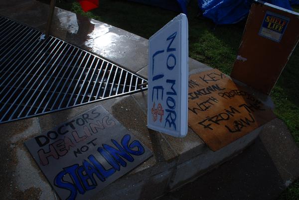 Occupy Auckland camp signs 