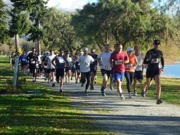 Hundreds of runners enjoying Lake Wanaka's stunning tracks during the Riverrun Trail Series.