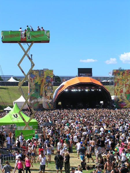 The V viewing platform by the West stand and Orange stage