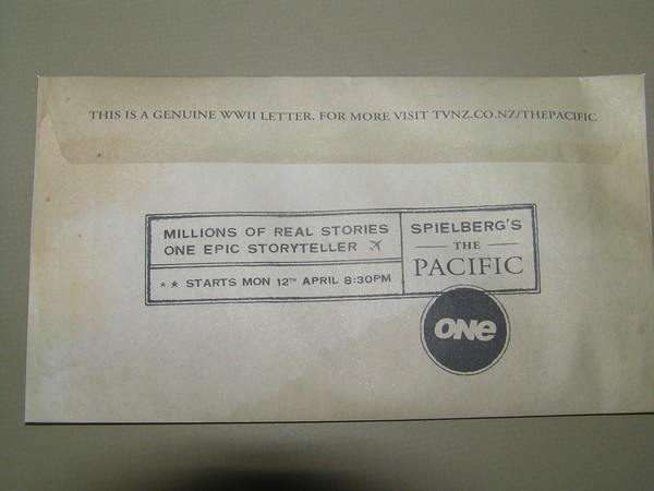 TV One Mailer advertising for Spielberg's 'The Pacific'