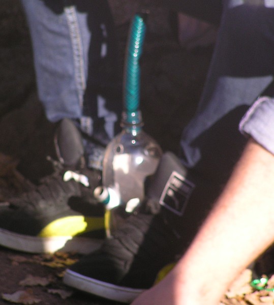 Paraphernalia every where as cannabis was smoked freely by thousands at Albert Park