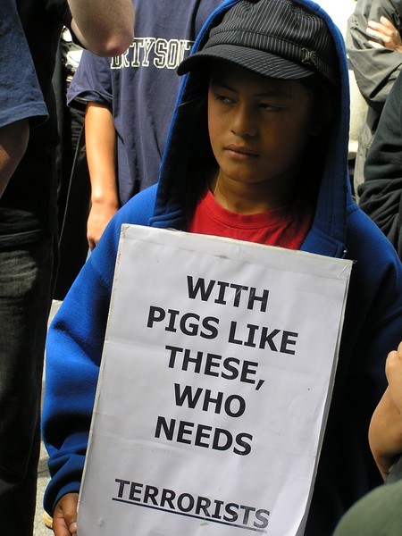 Children protesting at Aotea Square before marching to MT Eden