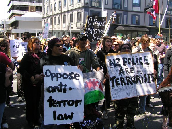 Protesting near Mt Eden Prison