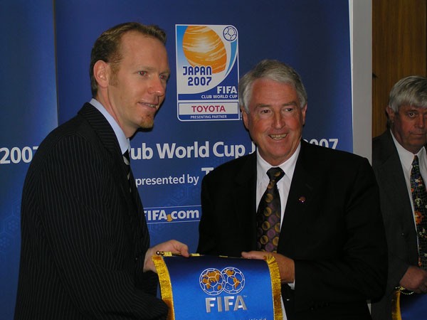 John Schumacher of FIFA with Rex Dawkins