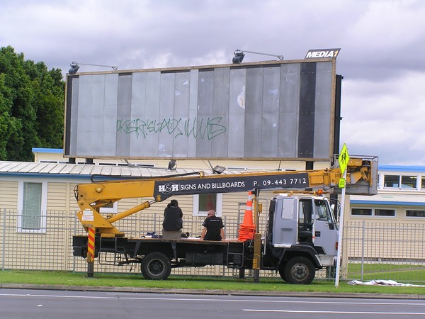 A billboard which was put up then removed after Mangere school objected to the content