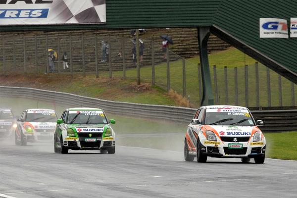 Three wins from three races has elevated Taupo's Mark Gibson to a strong lead after the first round of the 2011/2012 Suzuki Swift Sport Cup race held at a wet Pukekohe over the weekend