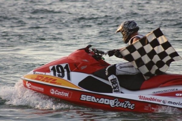 Sam Harvey winning the world title in the International Jet Sports Boating Association (IJSBA) world finals in Lake Havasu City, Arizona