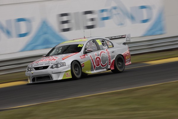 Daniel Gaunt in the McElrea Racing run VnC Cocktails/Mad Butcher Ford BF Falcon finished on the podium for the three-race weekend at the Norton 360 Sandown Challenge Fujitsu V8 Supercar weekend.