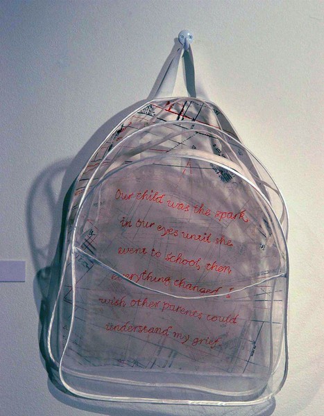 One of the schoolbags on display