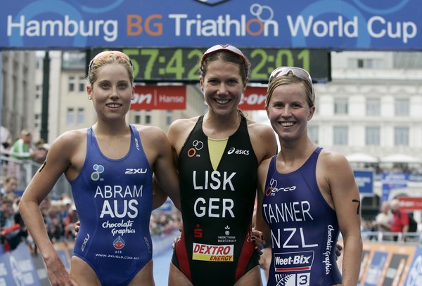 Podium with Ricarda Lisk (GER 1st), Felicity Abram (AUS 2nd) and Tanner