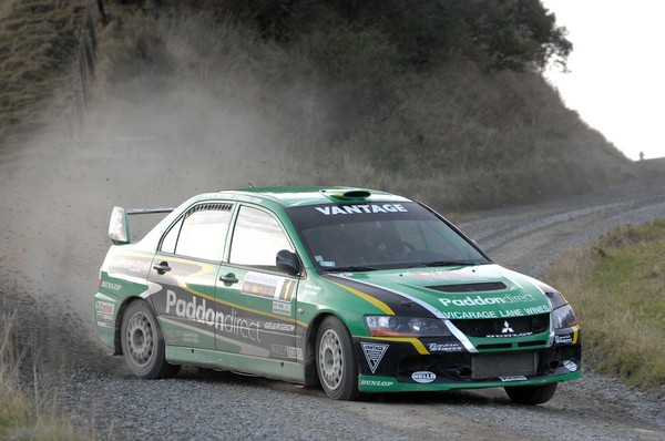 Geraldine's Hayden Paddon has a 15.6 second lead in the Trust House Racetech Rally Wairarapa 2009.