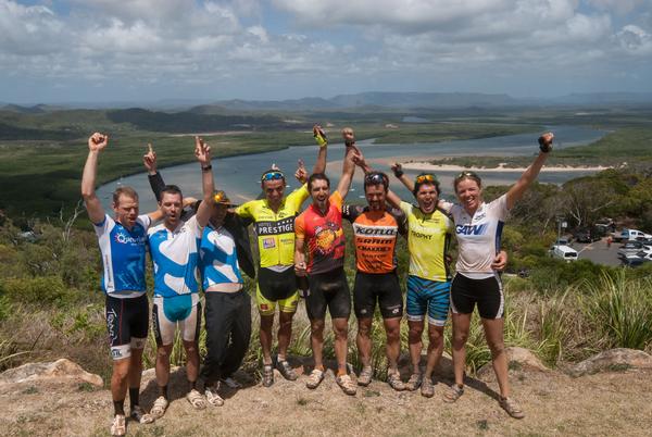 Winners are grinners (l-r): Paul Mashford (AUS), Adventure Team winners David Stellan and Isaac Tonello (AUS), Jiri Krivanek (CZE), Mark Frendo (AUS), Cory Wallace (CAN), Mario F&#228;rberb&#246;ck (AUT), Liesbeth Hessens (BEL)