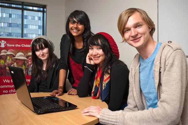 Left to right: Abbey Miles, Saarah Abdeen, Cynthia Come and Michael O'Neil of Save the Children's Child and Youth Council  