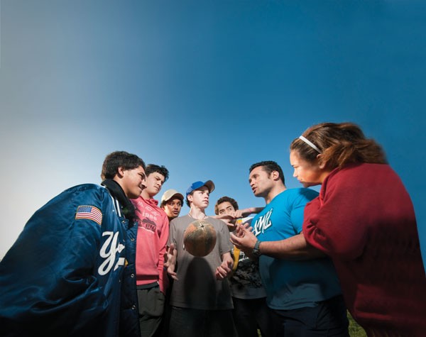 AMP�d team leader Teina Rima with a group of AMP�d participants at Randwick Park, Manurewa.