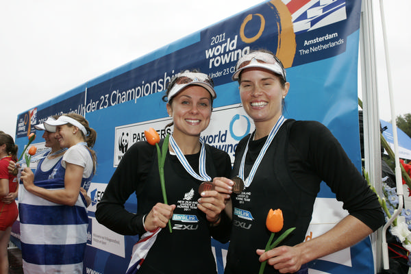 Julia Edward and Alyce Pulford who took bronze and the silver medal winning women's eight