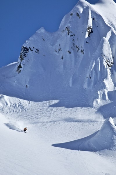 Andrea Berchtold from Australia on the Big Mountain Day of the World Heli Challenge