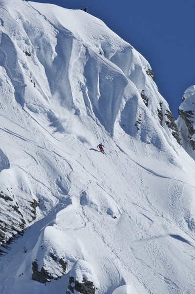 1st Place woman on the Big Mountain Day Ingrid Backstrom from Squaw Valley California scorching the powder on a fast line down the mountain