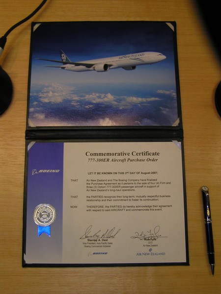 777-300ER aircraft purchase order
