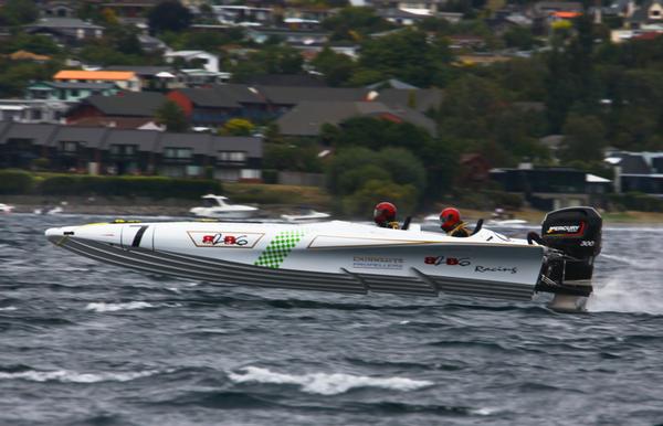'Back2Bay6' driven by Glenn and Chris Powell win their first race in their new boat at Taupo in 2011.