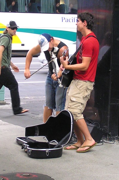 A couple of guys busking in Auckland yesterday