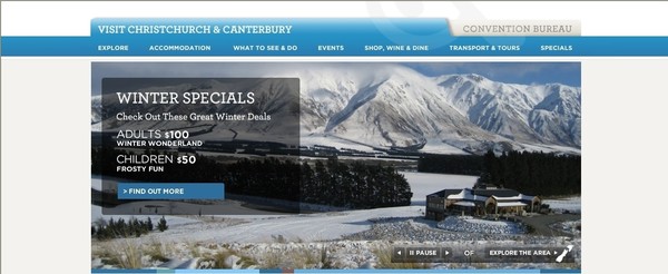 Christchurch & Canterbury Tourism website