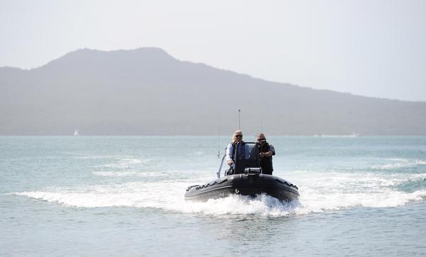 Sir Richard Branson test drives a Sealegs amphibious marine craft on Auckland's Waitemata Harbour off Takapuna Beach, October 21 2011 in Auckland, New Zealand. 