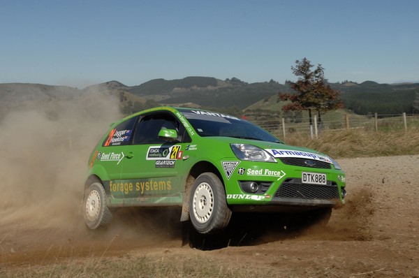 Ben Jagger and co-driver Ben Hawkins ready for more action like this at Otago