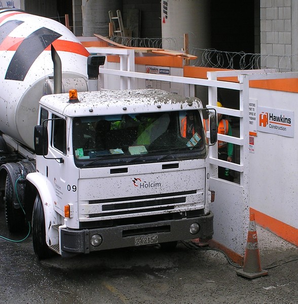 The Holcim Concrete mixer at the Hawkins constrction site on Albert St