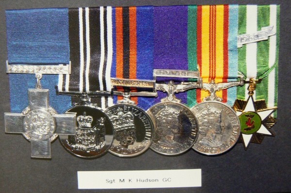 The medals of Sgt Hudson GC. 