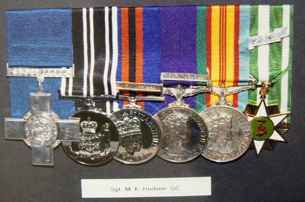 The medals of Sgt Hudson GC. 