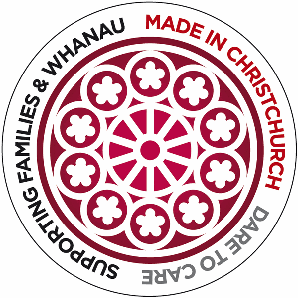 Dare to Care Logo inspired by the window of the Christchurch cathedral