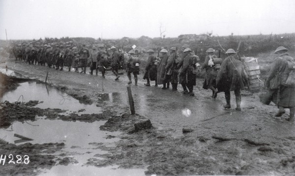 Marching near the battlefield