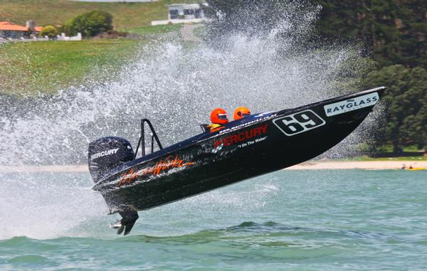 Jono Hanley in' Marineworkz' leapt around the Maraetai course