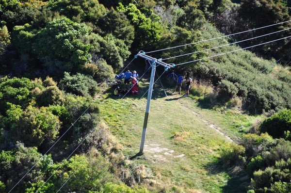 Wellington Free Ambulance Paramedic Iain Mackay attends to injured mountain bike rider