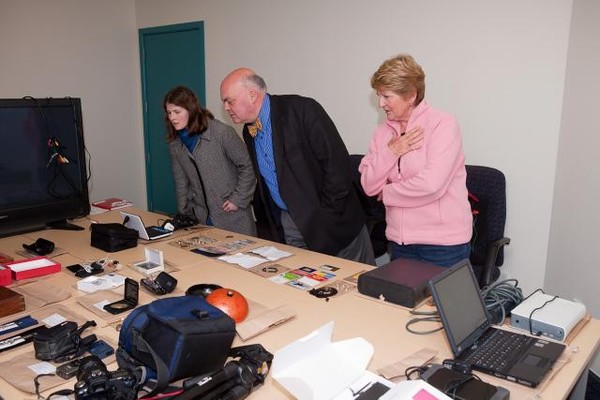 Some of the burglary victims identifying their stolen property at Wellington Central Police Station yesterday.