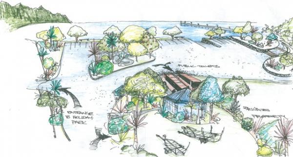 Artist's impression of Tolaga Bay Wharf car park.