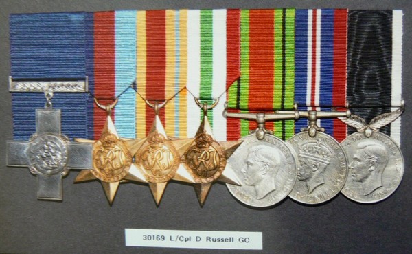 The medals of L/Cpl Russell GC.