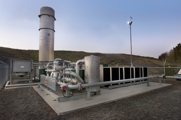 The landfill gas treatment plant at the closed Burwood Landfill. The gas is transported to this plant, where it is compressed and dried, before being piped to QEII